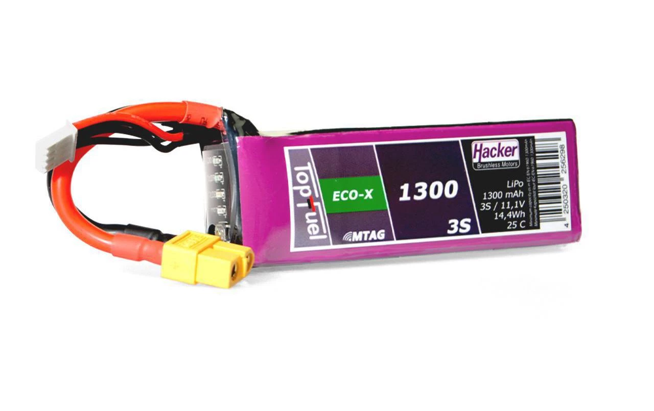 Hacker RC-Akku LiPo 1300 MAh 11.1 V 25C TopFuel ECO-X MTAG - Akkus 3 Hacker RC-Akku LiPo 1300 MAh 11.1 V 25C TopFuel ECO-X MTAG - Akkus