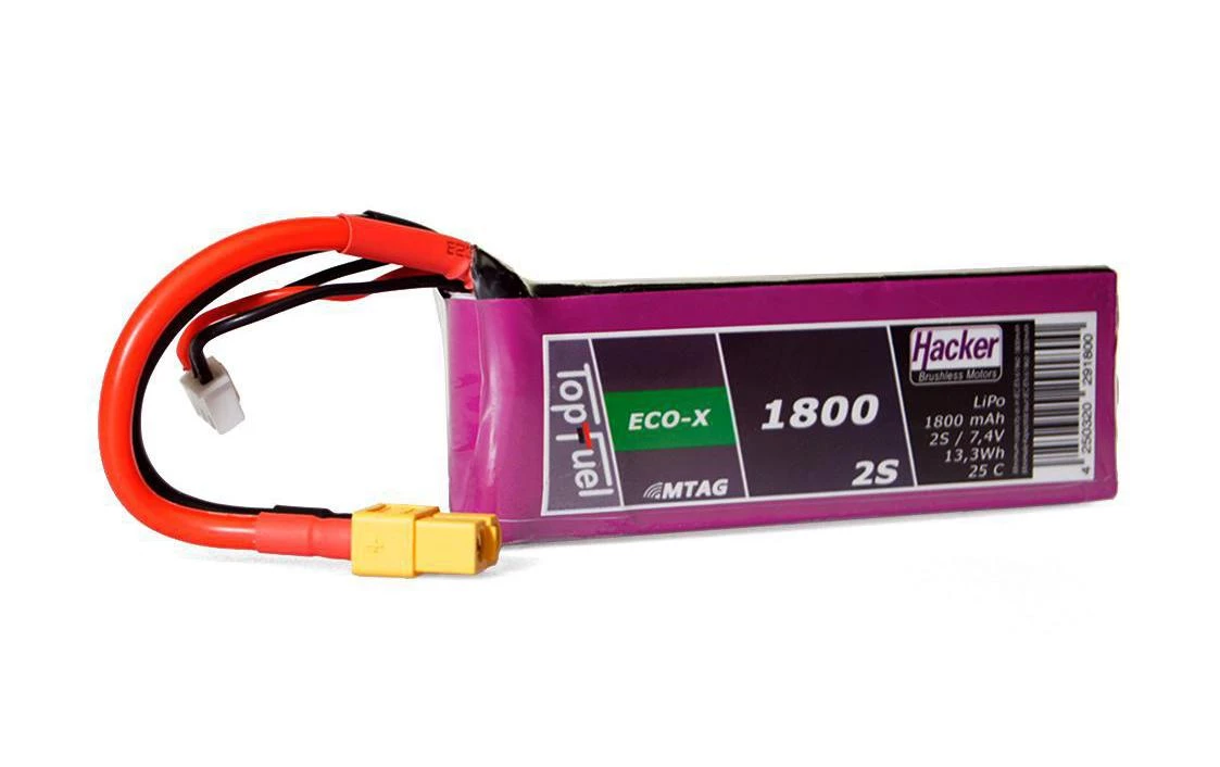 Hacker RC-Akku LiPo 1800 MAh 7.4 V 25C TopFuel ECO-X MTAG - Akkus 3 Hacker RC-Akku LiPo 1800 MAh 7.4 V 25C TopFuel ECO-X MTAG - Akkus