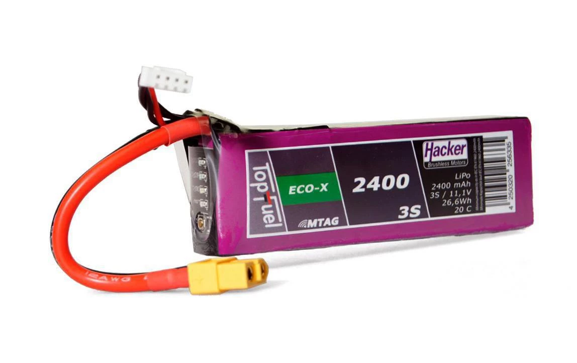 Hacker RC-Akku LiPo 2400 MAh 11.1 V 20C TopFuel ECO-X MTAG - Akkus 3 Hacker RC-Akku LiPo 2400 MAh 11.1 V 20C TopFuel ECO-X MTAG - Akkus