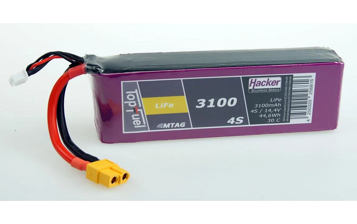 Hacker RC-Akku LiFe 3100 MAh 13.2 V 30C TopFuel MTAG - Akkus 3 Hacker RC-Akku LiFe 3100 MAh 13.2 V 30C TopFuel MTAG - Akkus