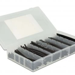 DeLock Schrumpfschlauch 100-teilig Sortimentsbox, Schwarz - Werkstoffe