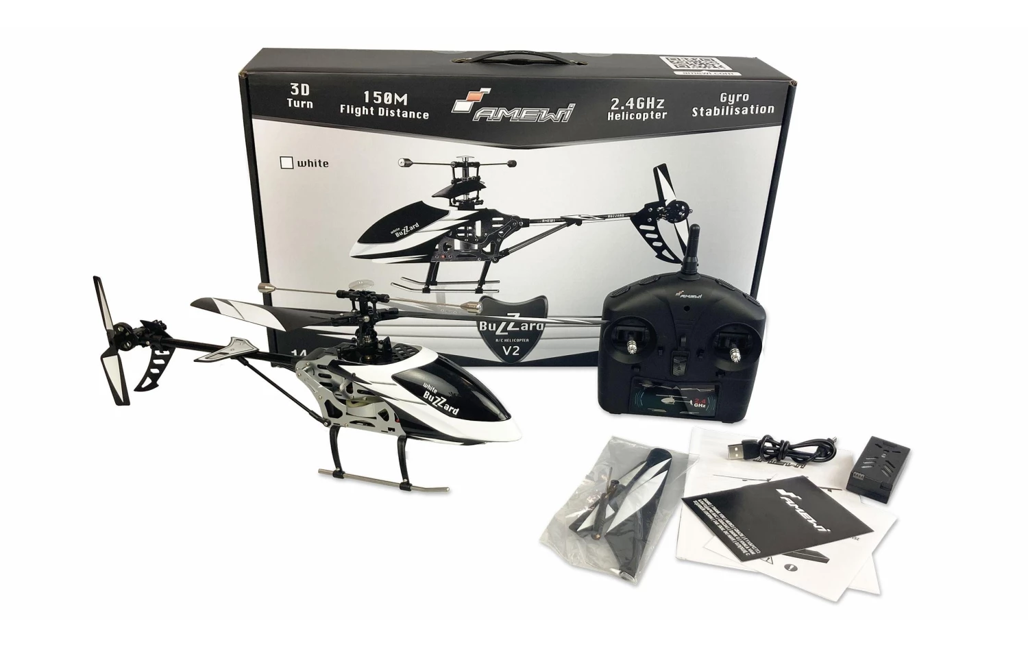 Amewi Helikopter Buzzard V2, 4-Kanal, Weiss RTF - Helikopter Ersatzteile 4 Amewi Helikopter Buzzard V2, 4-Kanal, Weiss RTF - Helikopter Ersatzteile – Bild 2